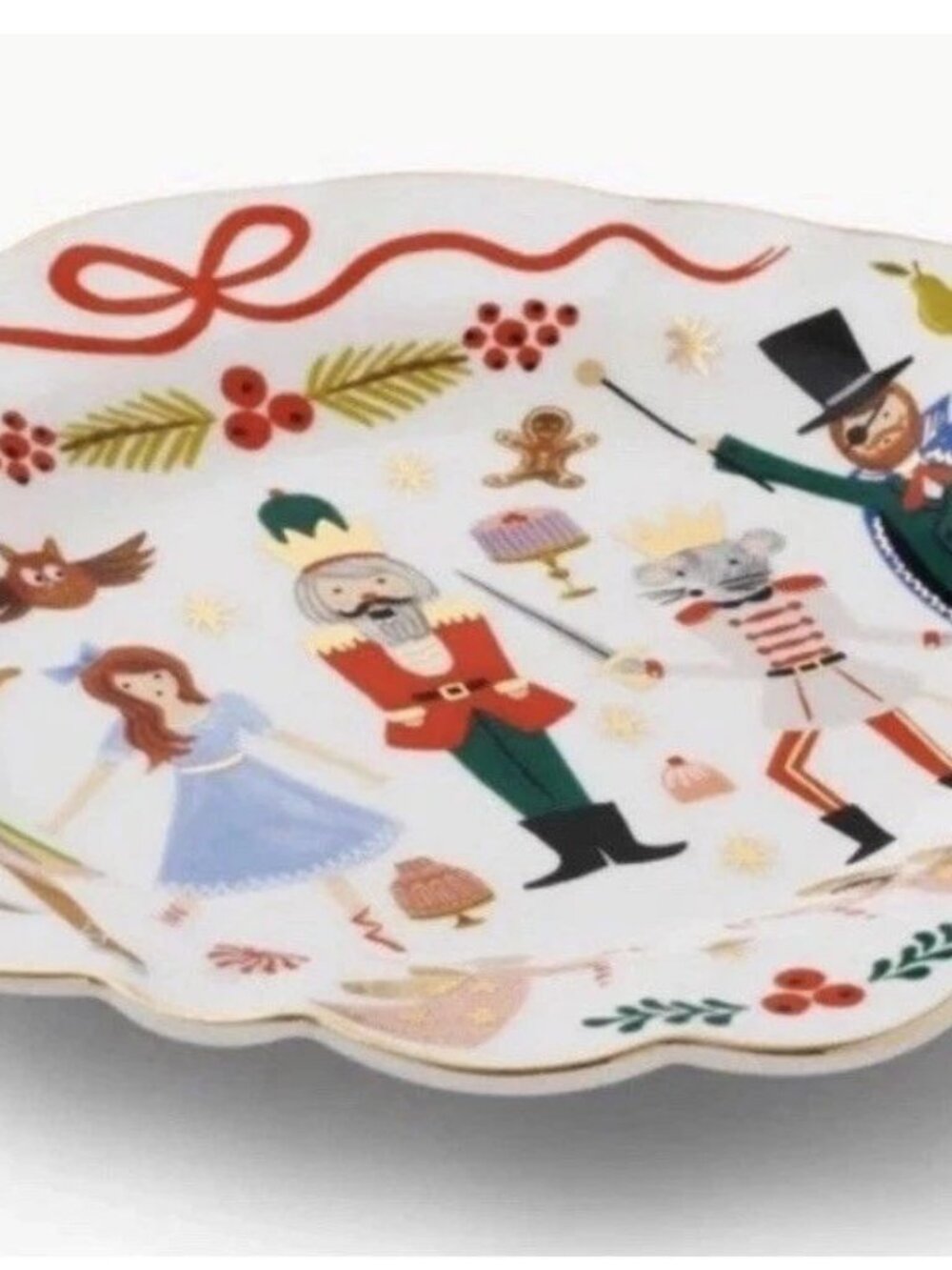 New Rifle Paper Co. Nutcracker Character Plate – Scalloped Holiday Dessert Plate - Picture 2 of 3